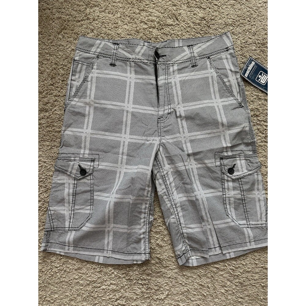 NEW Machine Clothing Company Cargo Men Shorts Size 36 Pockets Black/white